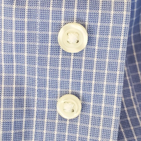 Brooks Brothers Men's L Check Shirt Blue & White Button Pocket Drop Tail Cotton - Picture 9 of 11
